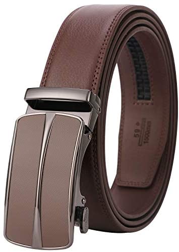 Lavemi Men's Real Leather Ratchet Dress Belt with Automatic Buckle,Elegant Gift Box