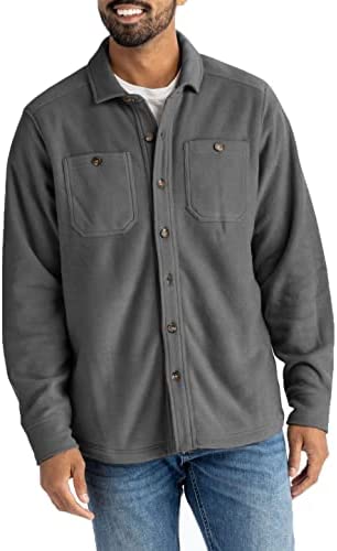 Zwurew Men's Winter Coats Warm Sherpa Fleece Jacket Casual Turn Down Collar Button Outwear Lightweight Soft Coat with Pockets