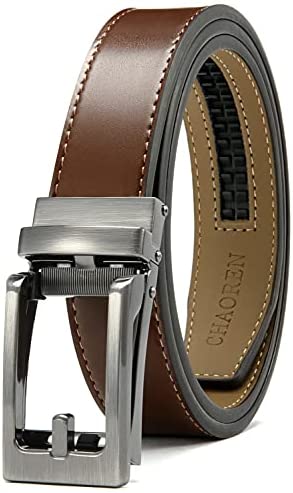 Kids Belts for Boys, Chaoren Leather Ratchet Belt 1.25" Comfort with Click Buckle, Adjustable Trim to Fit