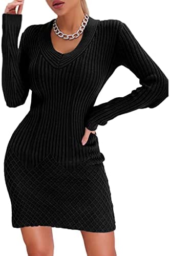 women's Waffle Tunic Knitted Sweater Dress