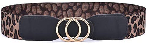 Beltox Women’s Elastic Stretch Wide Waist Belts w Double Rings Gold/Silver Buckle …