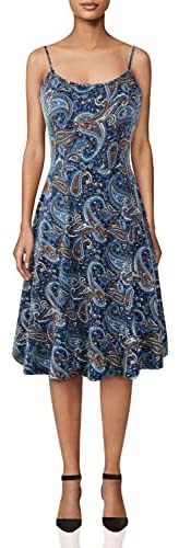 TIMSEM Women's Sleeveless Adjustable Strappy Summer Floral Flared Swing Dress
