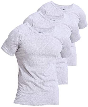 Men's 3-Pack Undershirts Cotton Spandex Stretchy Comfy Crew Neck T-Shirts