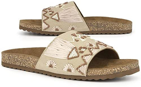 Torgeis Women's Delilah Slide Flats Sandals, Round Open Toe, Rubber Outsole