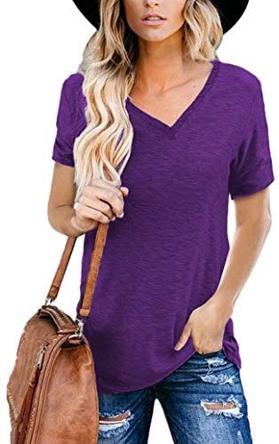 Women's Short Sleeve Shirts V Neck Summer Casual T Shirts Tops