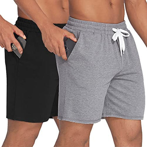 Mens Gym Shorts Fitted Workout Shorts Bodyduilding Jogger Shorts 2 Pack