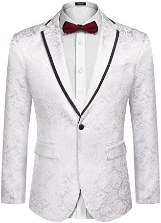 Men's Floral Suit Jacket Embroidered Wedding Blazer Party Dinner Tuxedo