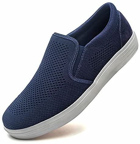 konhill Men's Slip on Fashion Sneaker - Classic Breathable Knit Loafers Skate Shoes