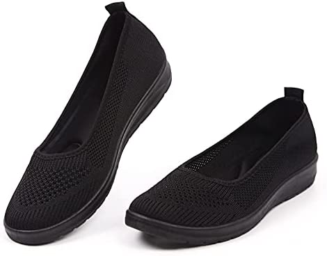 MUSSHOE Women's Slip on Casual Sneakers Comfortable Tennis Shoes Work Nurse Flat Shoes