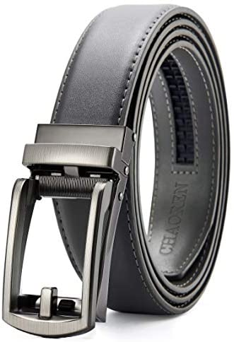 Leather Ratchet Belt 1 1/4" Comfort with Click Buckle, CHAOREN Dress Belt Adjustable Trim to Exact fit