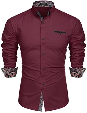 Men's Dress Shirt Long Sleeve Casual Button Down Shirts