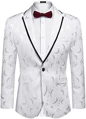Men's Floral Suit Jacket Embroidered Wedding Blazer Party Dinner Tuxedo