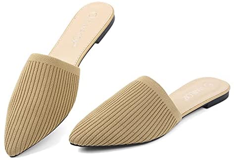Samilor Mules for Women Slip On Pointed Toe Womens Mules Breathable Mesh Flat Mules for Women Lightweight Women's Mules & Clogs