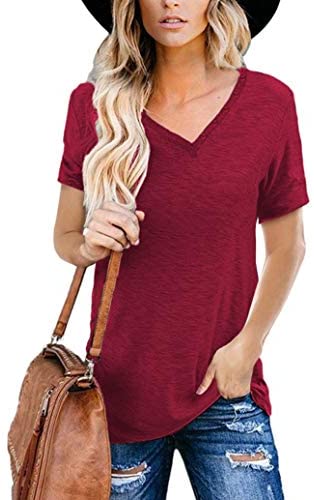 Women's Short Sleeve Shirts V Neck Summer Casual T Shirts Tops