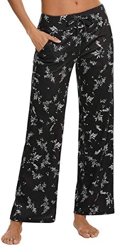 Pajama Pants for Women High Waist Yoga Pants Drawstring Palazzo Lounge Pants Wide Leg Sleep Bottoms S-XXL