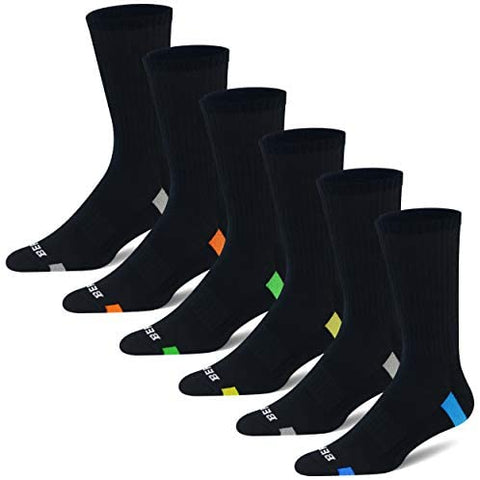Men's 6-Pack Performance Cushioned Athletic Crew Socks