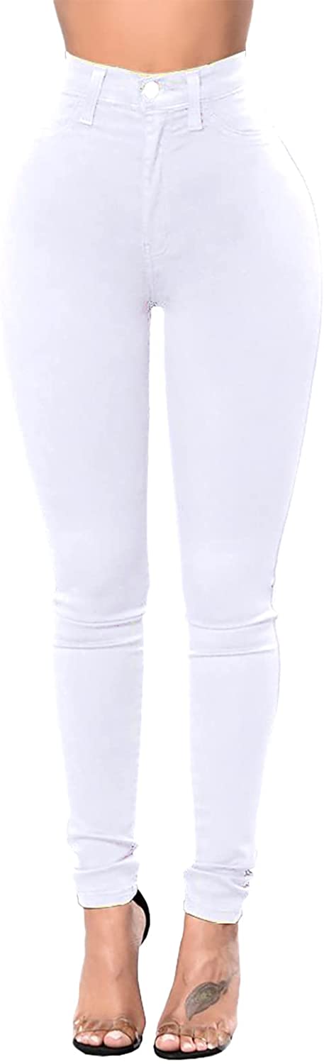 Women's High Waisted Booty Lifting Jeans Skinny Fit Casual Regular Denim Pants Solid Fashion Jeans Pants with Pockets