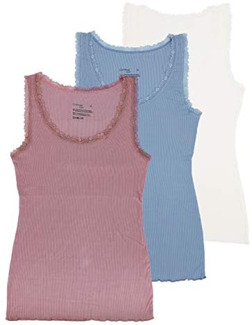 Women's Lace Tank Camisole Super Soft Slim-Fit Undershirt 3-Pack