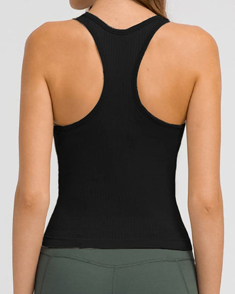 Sleeveless Racerback Tank Tops for Women Scoop Neck Slim Fit Stretchy Gym Workout Yoga Running Top