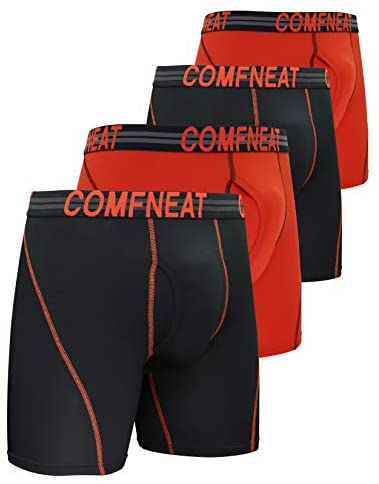 Men's Sport Boxer Briefs Performance Underwear with Fly 4-Pack