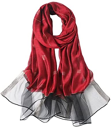 WINCESS YU Long Silk Scarf Women Lightweight Fashion Pashmina Shawls and Wraps Large Satin Scarf for Spring Fall Winter
