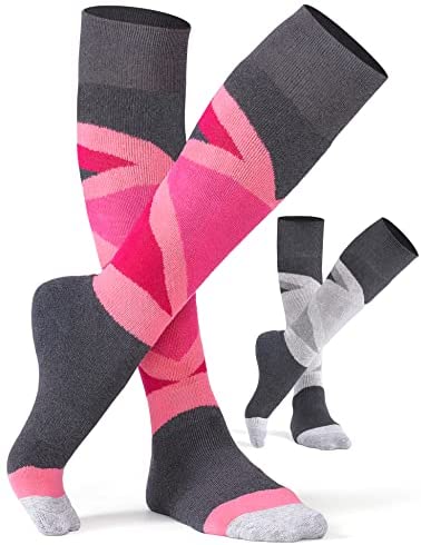 CS CELERSPORT 2/3 Pack Women's Ski Socks with Full Cushion, Wool Winter Warm Socks for Skiing Snowboarding