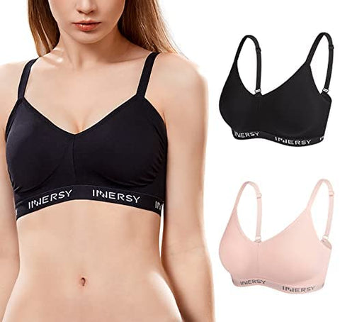 INNERSY Women’s Wireless Comfortable Everyday Bras Padded Support 2-Pack