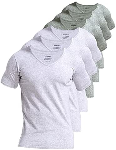 Men's 6-Pack Slim Fit Undershirts 100% Cotton Comfy V-Neck T-Shirts