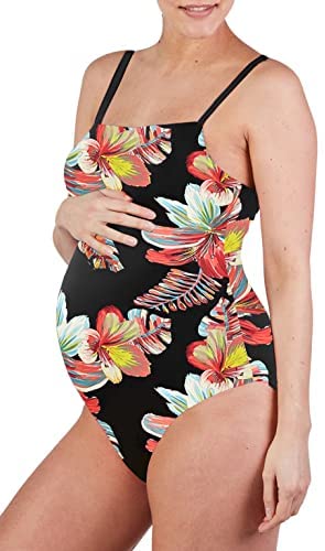 Zwurew One Piece Women's Maternity Swimsuit Retro Wrap Front Pregnancy Tankini Swimwear Beachwear