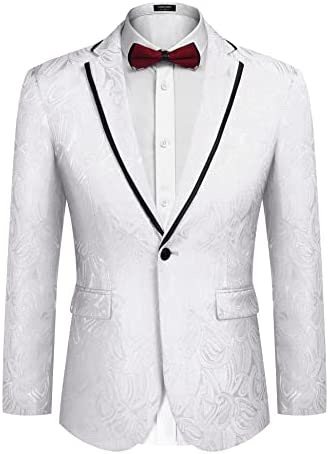 Men's Floral Suit Jacket Embroidered Wedding Blazer Party Dinner Tuxedo