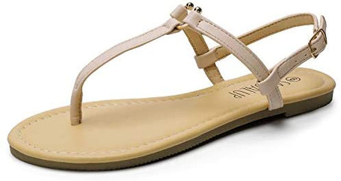 SANDALUP Thong Flat Sandals with Ring Metal Buckle for Women Summer