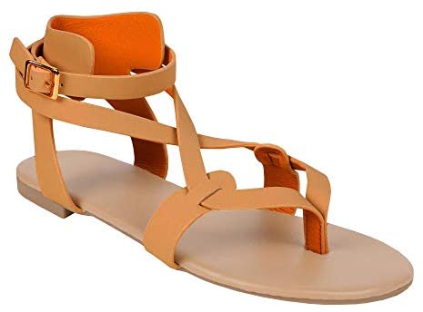 Womens Strappy Sandals Gladiator Thong Ankle Strap Summer Beach Flat Sandals