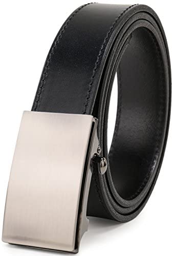 Beltox Men’s Top Grain Bridle Leather Dress Belt No Ratchet Automatic Buckle
