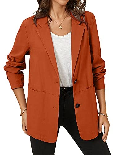 Aoysky Womens Long Sleeve Two Button Casual Blazer Open Front Lapel Pocket Blazer Jackets