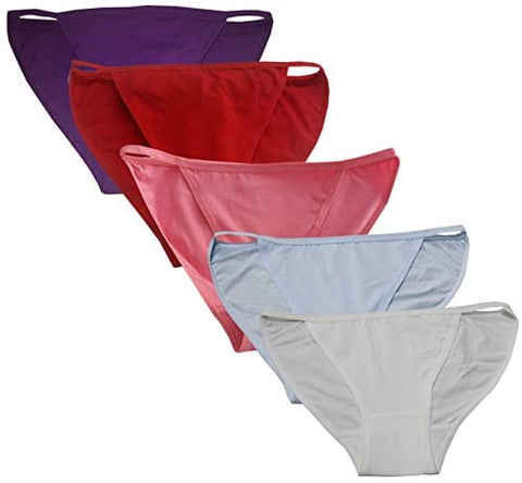 YOYI FASHION Womens Soft Cotton Black Low Rise String Bikini Underwear Lingerie Multi Packs