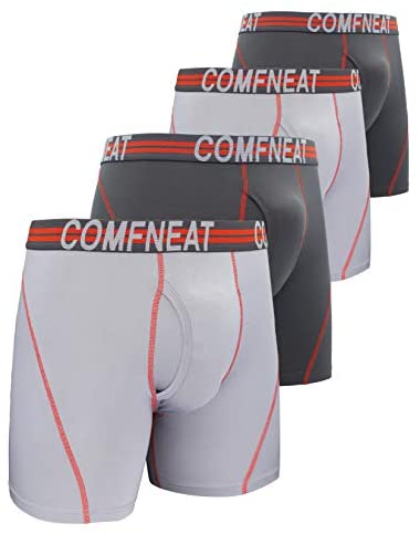 Men's Sport Boxer Briefs Performance Underwear with Fly 4-Pack