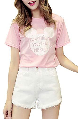 Women's Plain Frayed Raw Hem Casual Solid High Waisted Denim Shorts