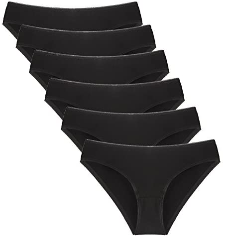 YOYI FASHION Women's Multi Packs Black Cotton Breathable Low-Rise Bikini Panties