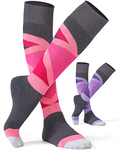 CS CELERSPORT 2/3 Pack Women's Ski Socks with Full Cushion, Wool Winter Warm Socks for Skiing Snowboarding