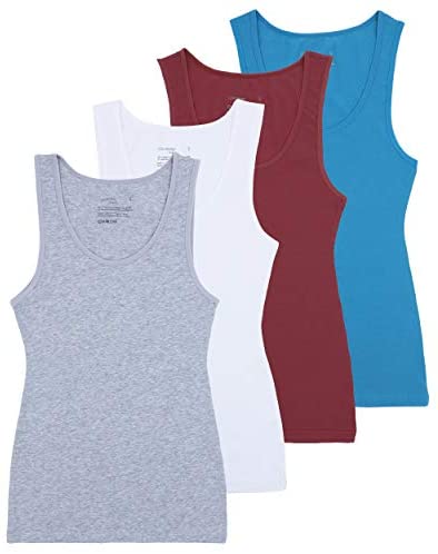 Women's 4-Pack Slim-Fit Basic Tanks Cotton Casual Comfy Top Underwear