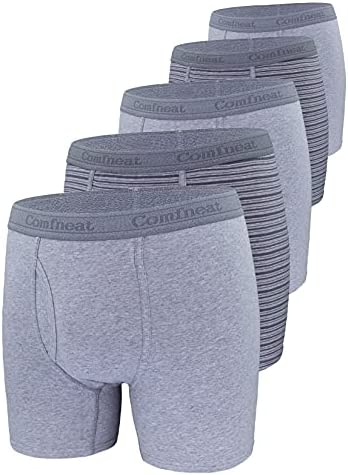 Men's 5-Pack Big & Tall 3XL-7XL Boxer Briefs Cotton Spandex Underwear with Fly