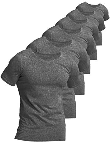 Men's 6-Pack Slim Fit Undershirts 100% Cotton Comfy Crew Neck T-Shirts