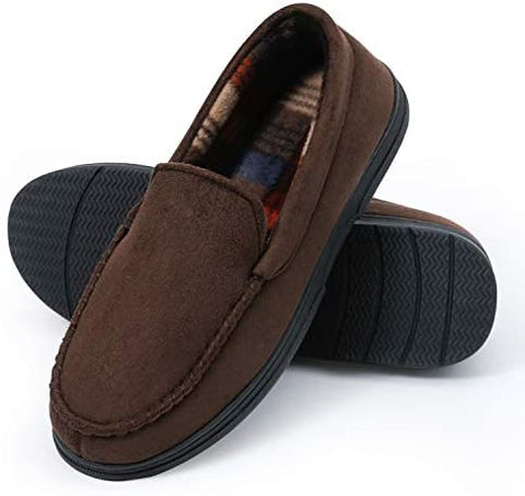 mysoft Men's House Slippers Memory Foam Classic Moccasin Slip on Shoes Anti-Slip Sole Indoor Outdoor