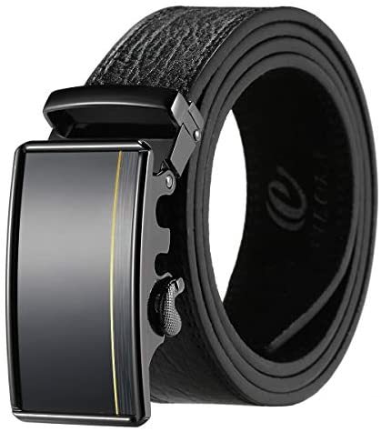 CIEORA Men's Dress Belt Genuine Leather Ratchet with Automatic Buckle,Trim to Fit