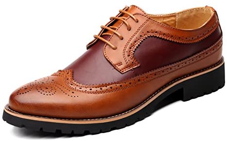 QZHIHE Men's Classic Modern Oxford Wingtip Lace Dress Shoes