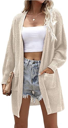 Dyexces Women's Cardigan Sweater Loose Open Front Long Sleeve Knit Chunky with Pocket