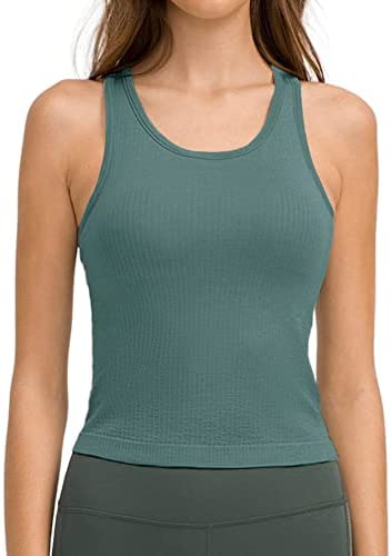 Sleeveless Racerback Tank Tops for Women Scoop Neck Slim Fit Stretchy Gym Workout Yoga Running Top