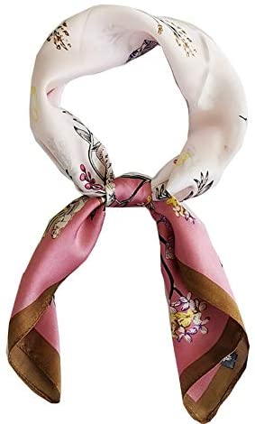 FONYVE Silk Feeling Scarf Medium Square Satin Head Scarf for Women 27.5 × 27.5 inches
