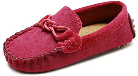 QZHIHE Toddler Loafers Little Kid Girl's Boy's Suede Slip-on Loafers Casual Flat Shoes Boat Dress Shoes