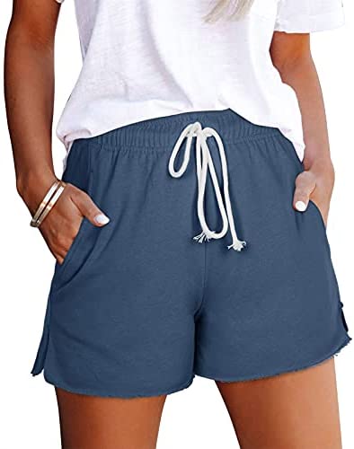 Athletic Shorts for Women Drawstring Workout Shorts Cotton Blend Casual Lounge Running Shorts with Pockets